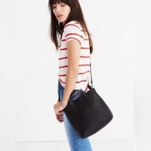 Madewell Zip-Top Transport Crossbody in black Leather Women's Bag